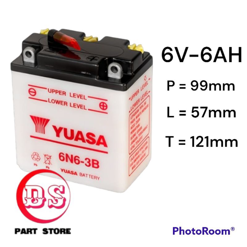 Jual AKI ACCU YUASA 6N6 3B 6V 6AH 6 VOLT 6 AMPERE BASAH CB