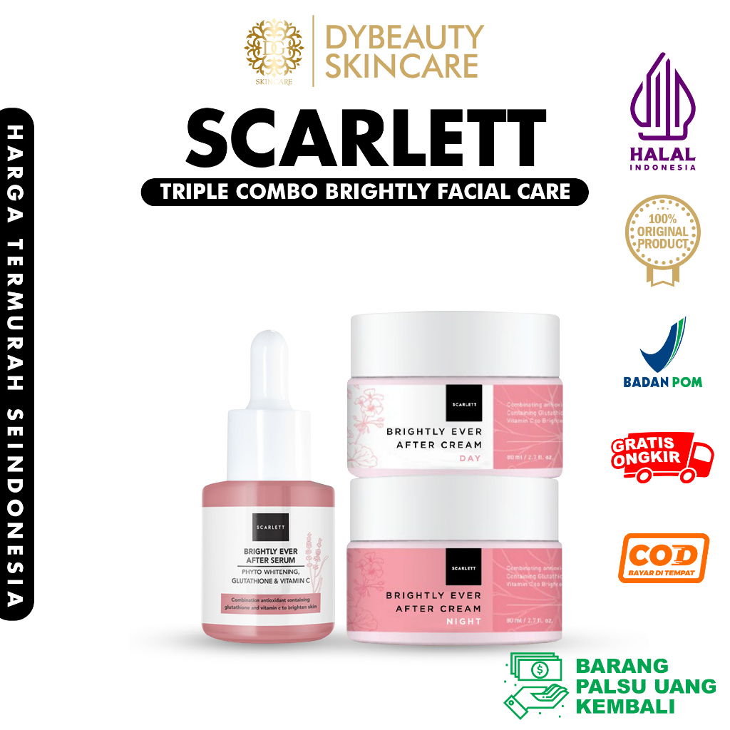 Jual DY SCARLETT Whitening Triple Combo Brightly Facial Care