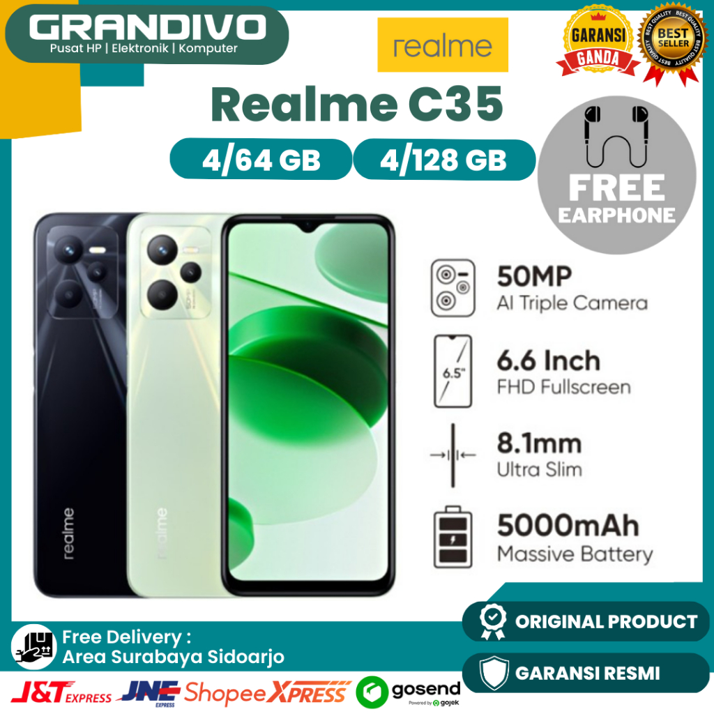 Jual Realme C35 4 64 4 128 GB FREE Headset Garansi Resmi Realme