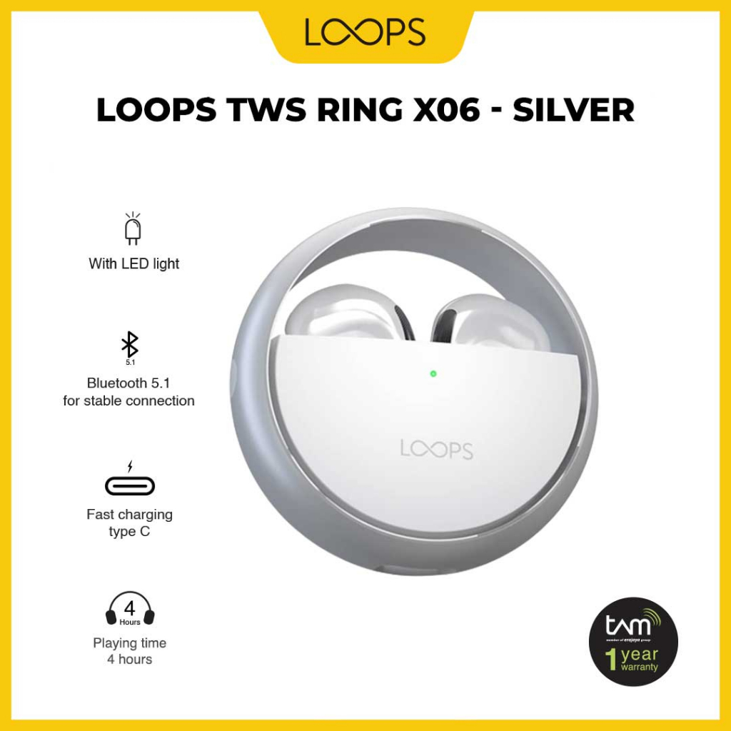 Jual LOOPS TWS Ring X06 Silver Shopee Indonesia