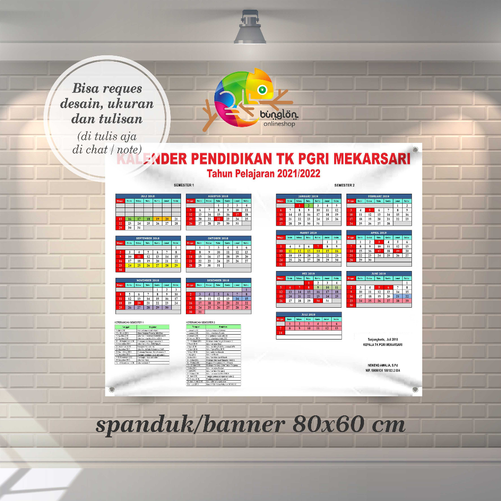 Jual X Spanduk Banner Kalender Pendidikan Tk Paud Kober Sd Mi Dll