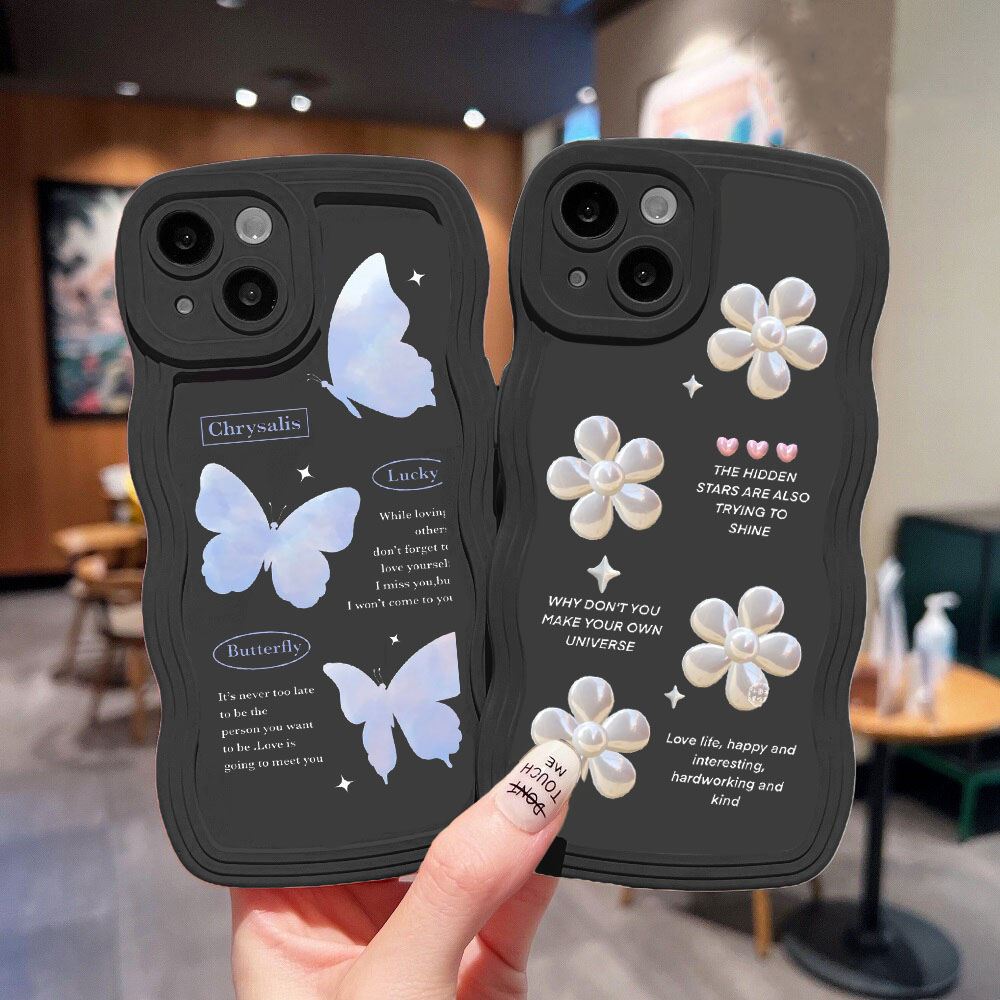 Jual GB01 SoftCase Gelombang Hitam Motif Butterfly For Vivo Y36 Y27