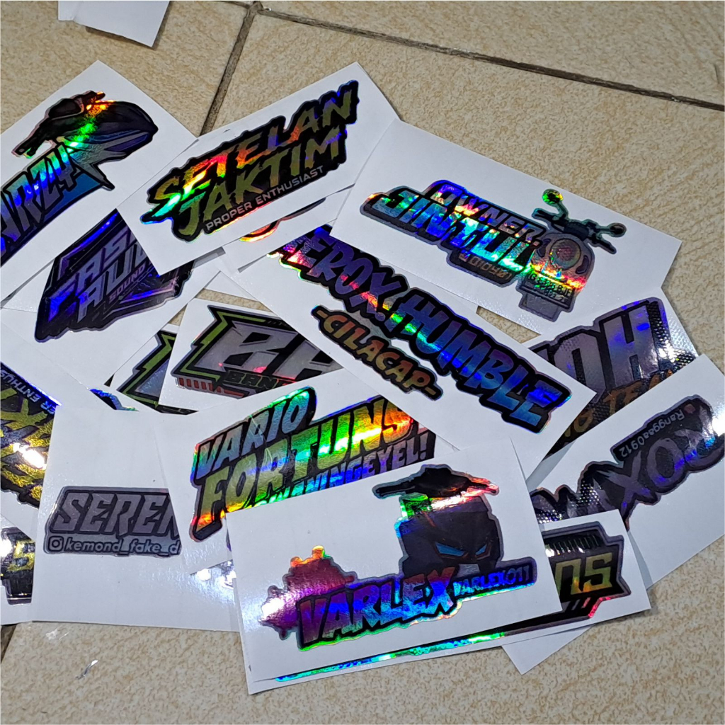 Jual Stiker Print Cut Reflektif Hologram Mantul Kena Cahaya Ngabers