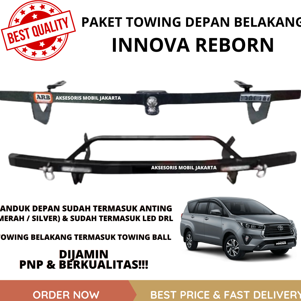 Jual Paket Towing Innova Reborn Depan Belakang Original Besi Pelindung