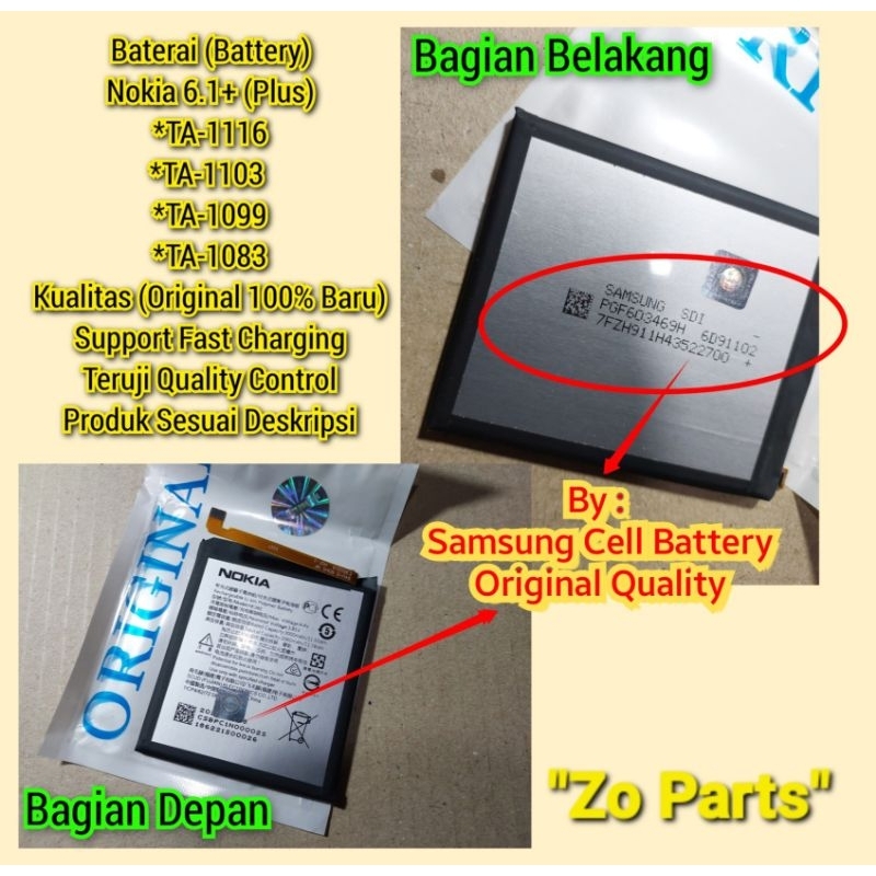 Jual Baterai Battery Nokia 6 1 6 1 Plus Nokia X6 2018 TA 1116 TA