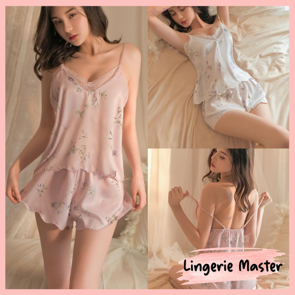 Jual LINGERIE MASTER L 43 Sleepwear Satin Pajamas Baju Tidur