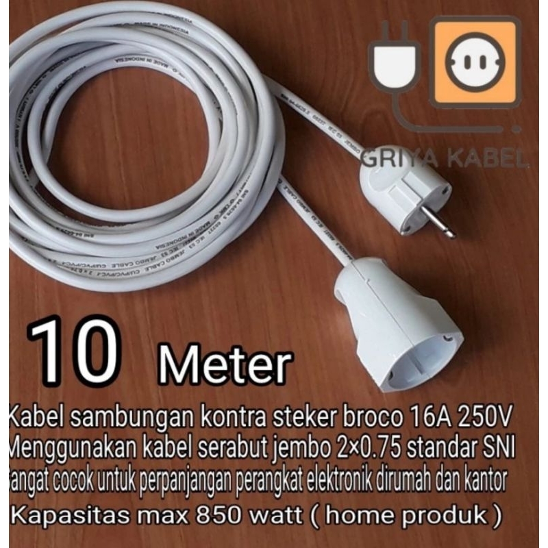 Jual Sambungan Kabel Listrik Extension Meter Steker Broco