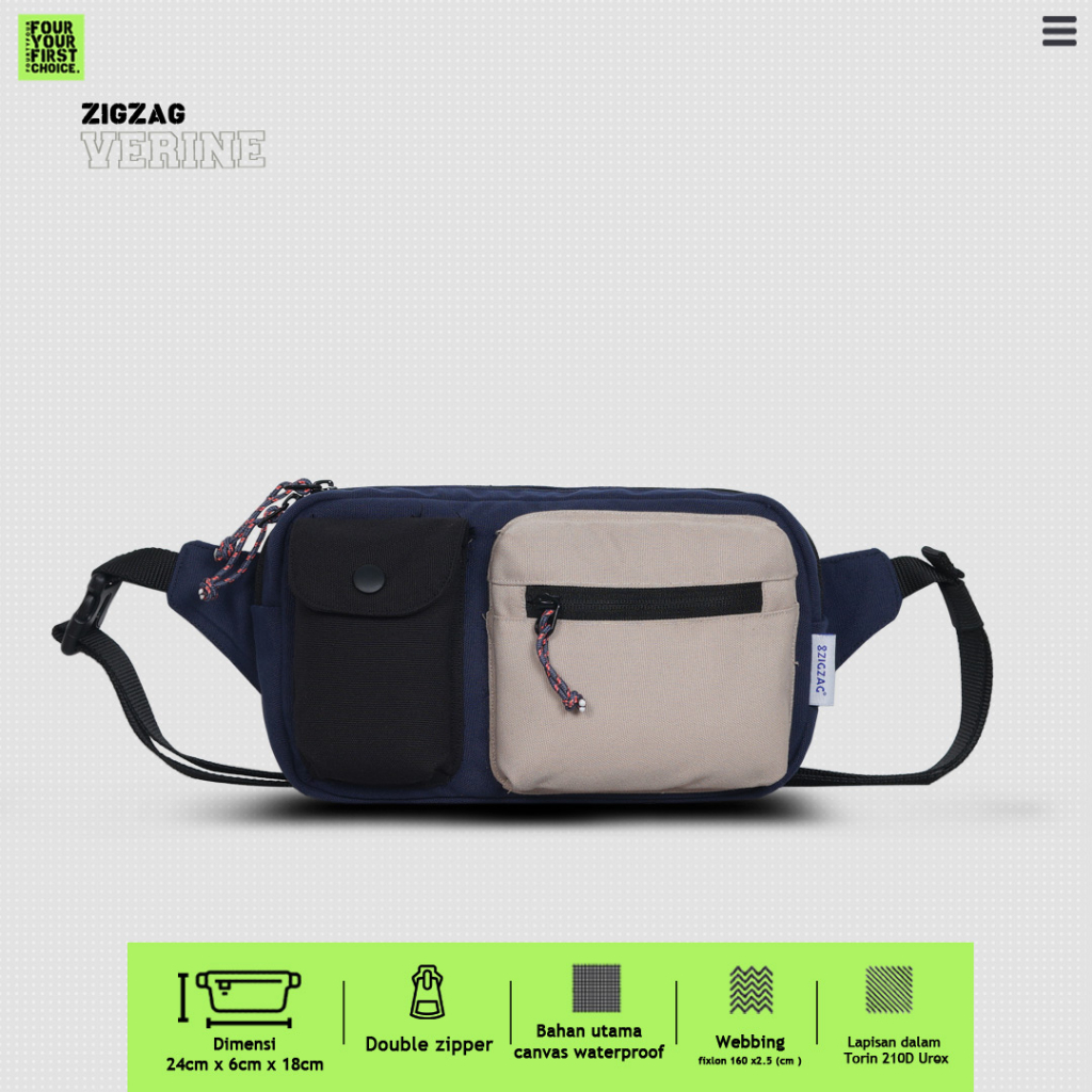 Jual FOURTYFOUR X Zigzag Lang Tas Pria WaistBag Premium Tas Pinggang