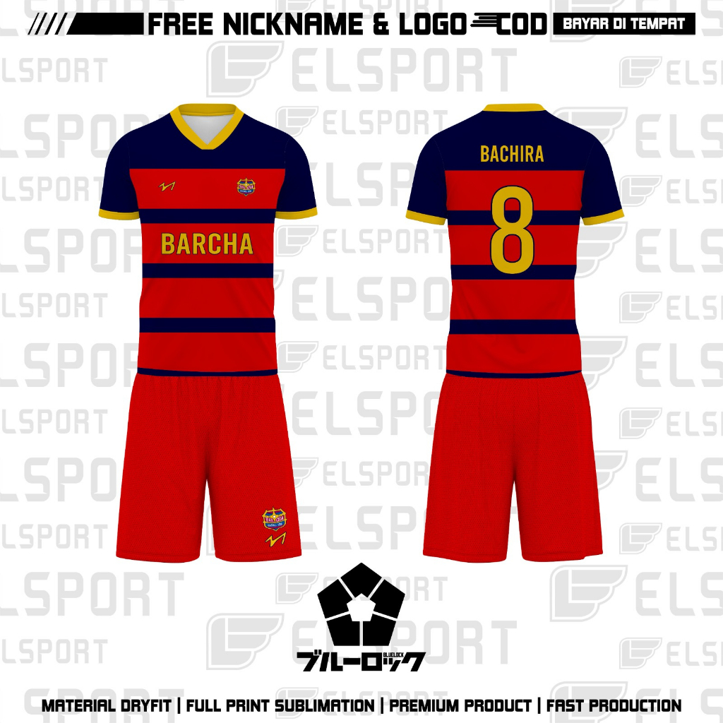 Jual Jersey Futsal Football Motif Vl Anime Barcha Blue Lock Full