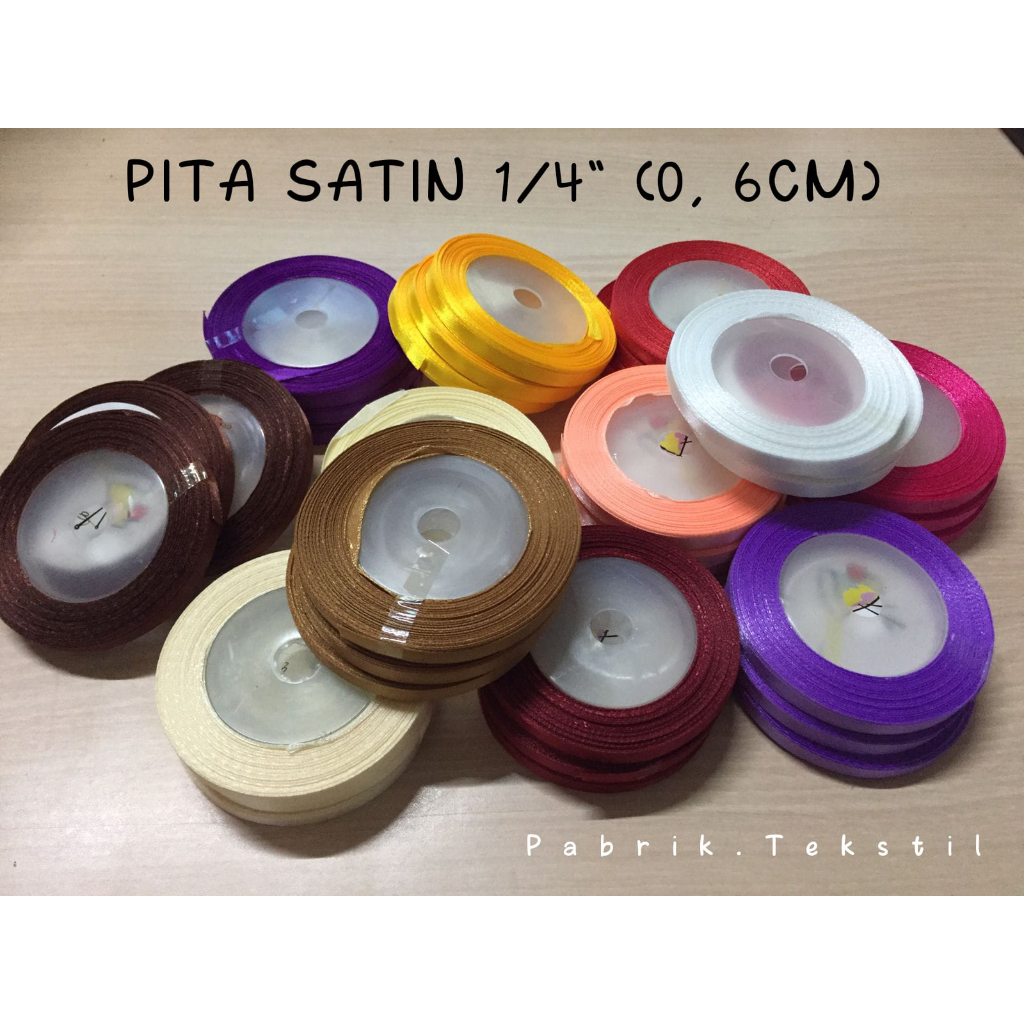 Jual PITA SATIN 1 4 INCH 0 6 CM PITA SATIN WARNA 20YARDS PER ROLL