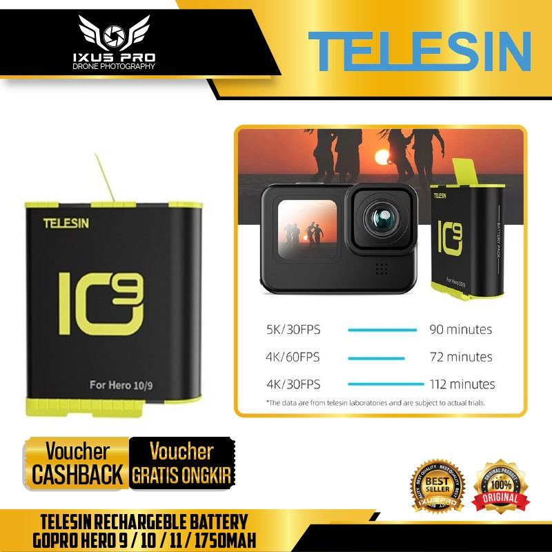 Jual Telesin Rechargeble Battery Gopro Hero Mah