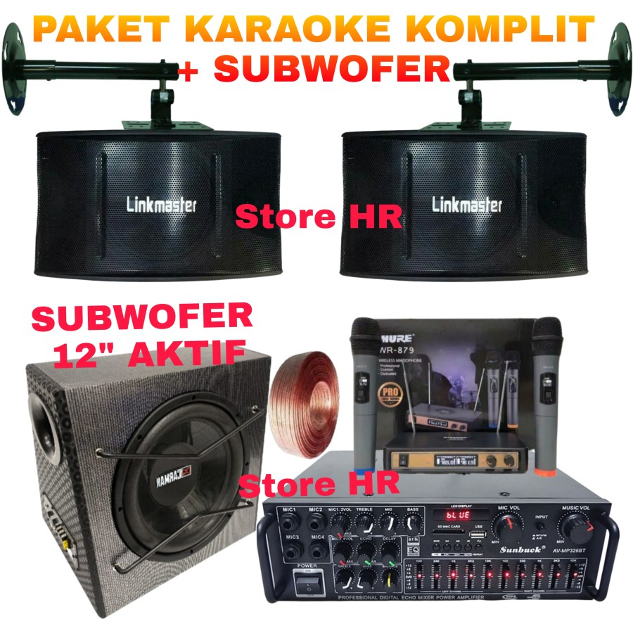 Jual Paket Karaoke Rumahan Speaker Linkmaster 8 Inch SUBWOFER 12