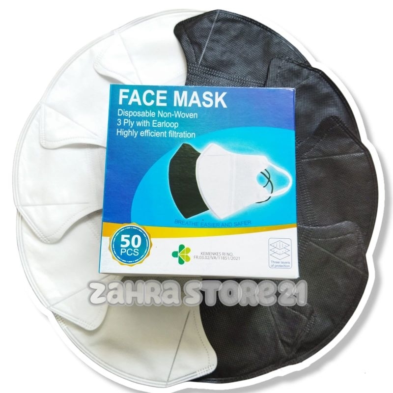 Jual Zs Masker Duckbill Hitam Putih Box Facemask Murah Isi Pcs