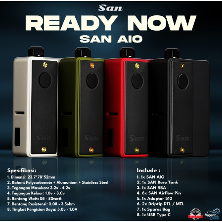 Jual San Aio W Aio Boro Kit Device By Vaperzcloud X Gerobak Vapor