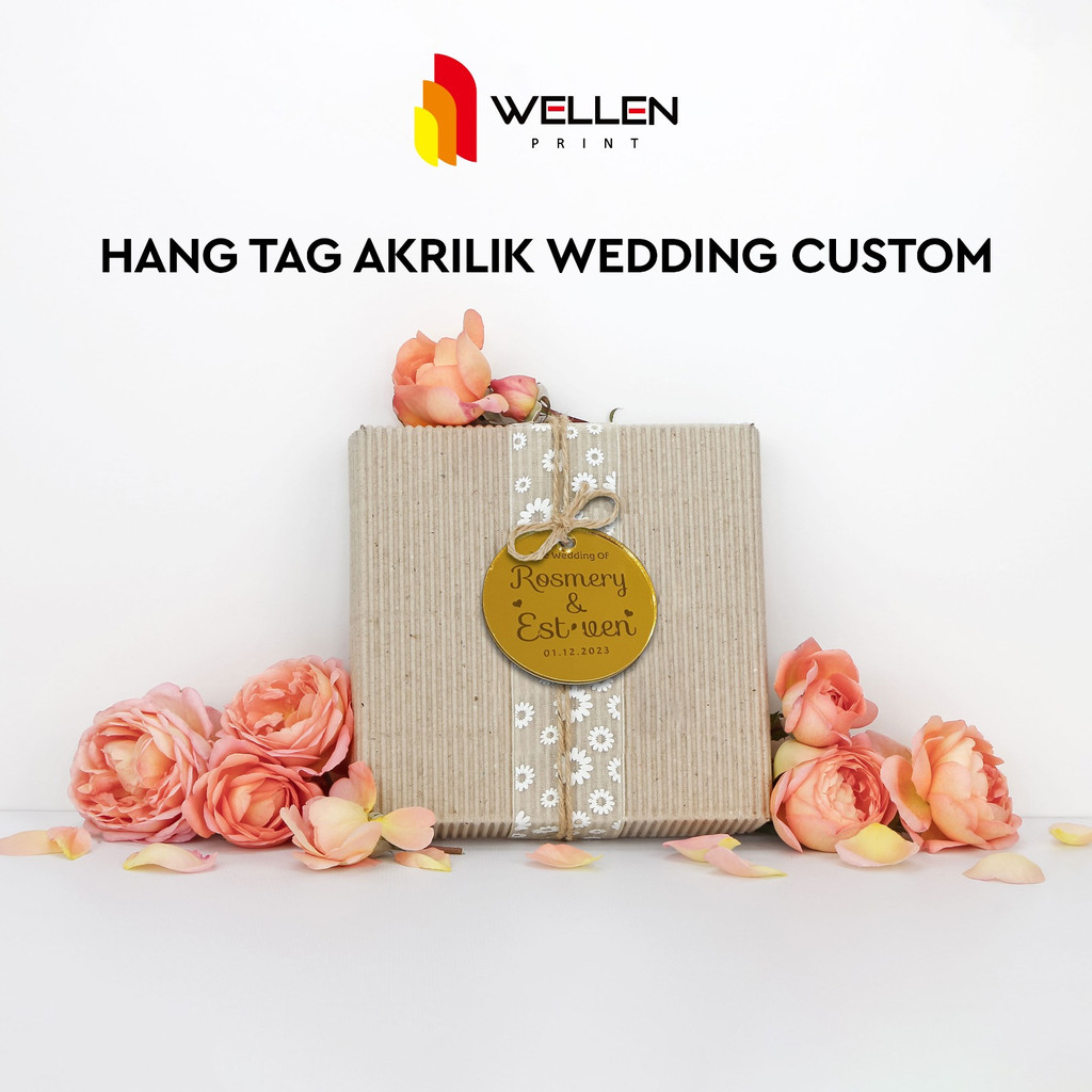 Jual Wellen Print Hang Tag Wedding Acrylic Mirror Sisi Custom I