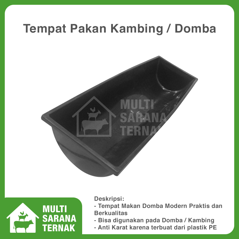 Jual Tempat Makan Kambing Domba Besar Talang Pakan Anti Karat PE Hitam