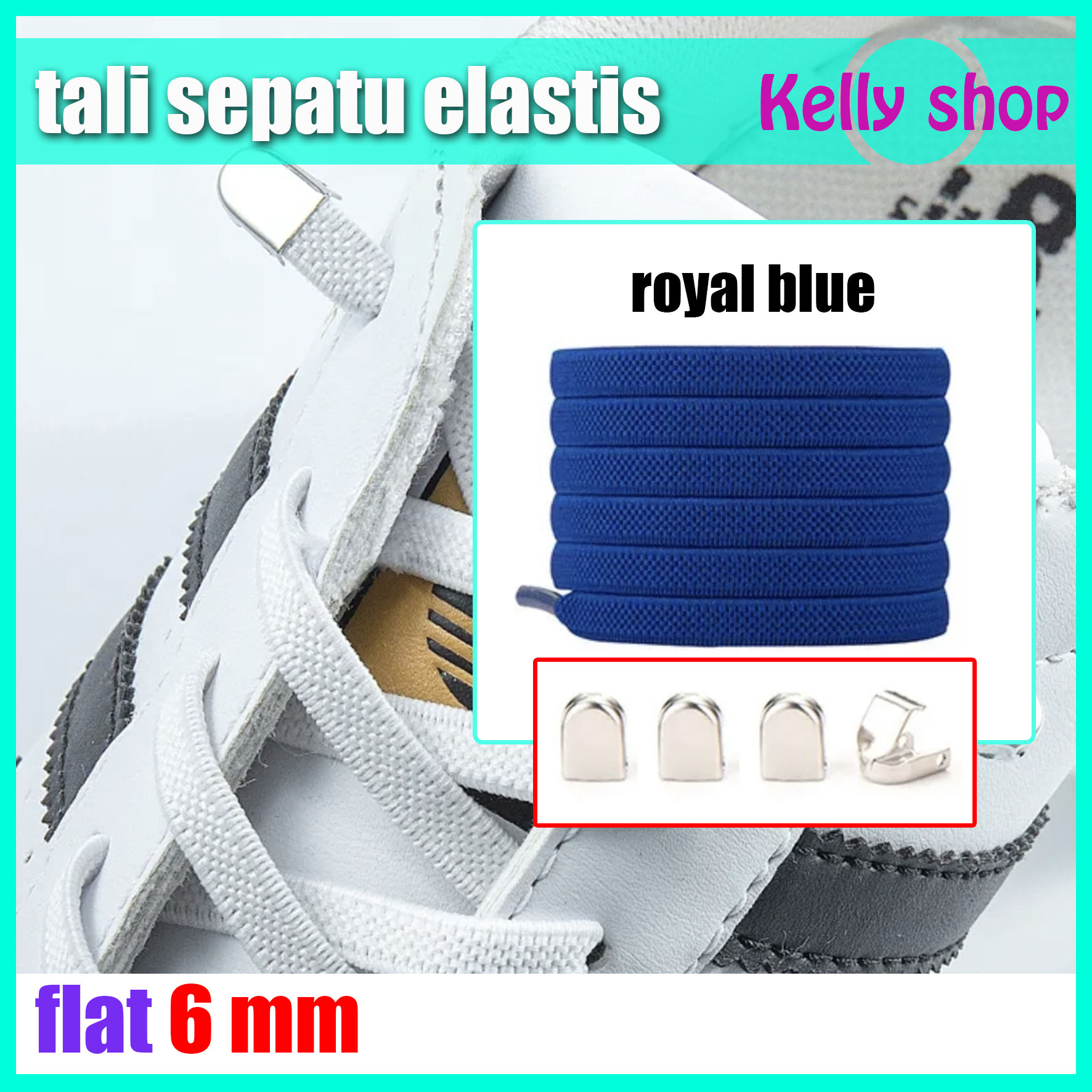 Jual Flat Lazy Shoe Lace Tali Sepatu Sneakers Elastis Dengan Lock Clip