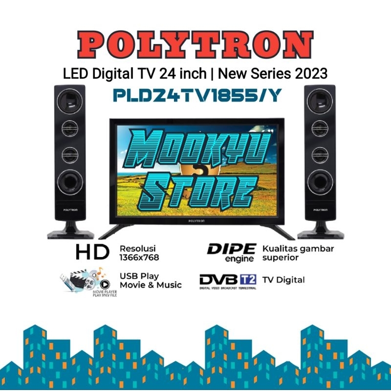 Jual POLYTRON LED TV 24 Inch PLD24TV1855 Y PLD 24TV1855 Y