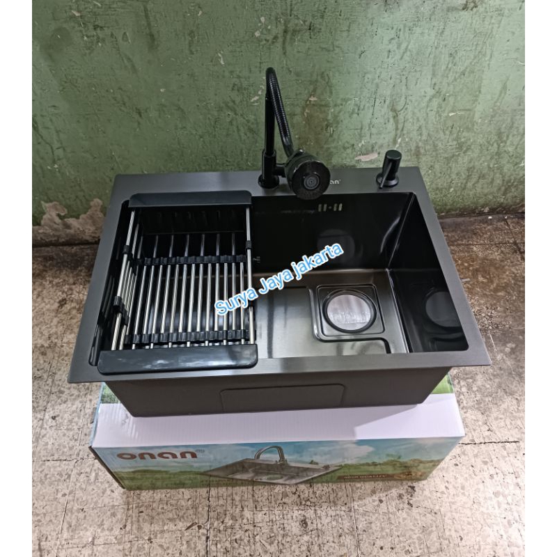 Jual Kitchen Sink Kotak Minimalis Hitam ONAN 6045 ORIGINAL Sink