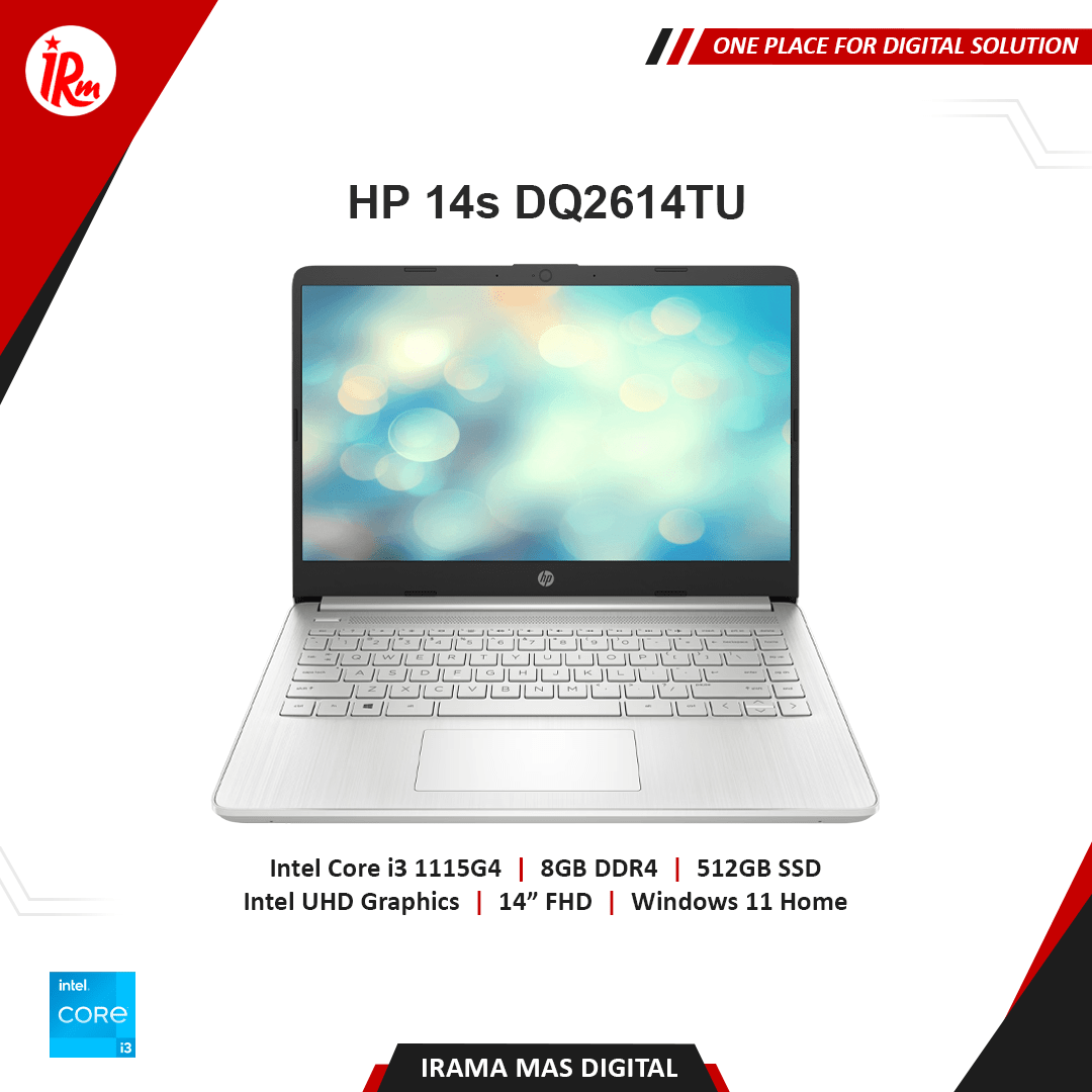 Jual HP 14S DQ2614TU Intel Core I3 1115G4 8GB 512GB SSD FHD W11