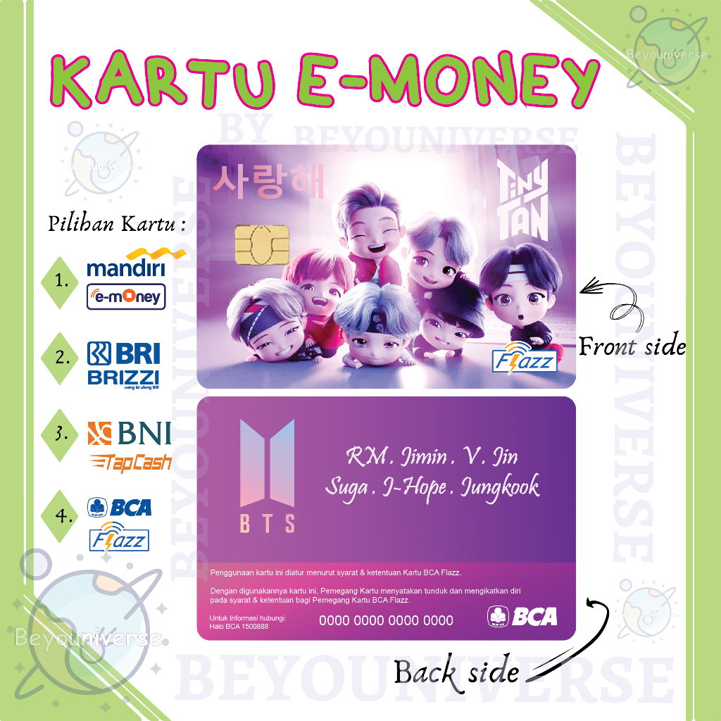 Jual Emoney Flazz Custom Tinytan Etoll BTS Tinytan Tiny Tan Doll Magic