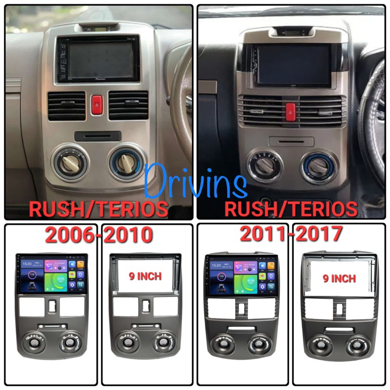 Jual FRAME HEAD UNIT DOUBLE DIN ANDROID RUSH TERIOS 9 INCH 2006 2017