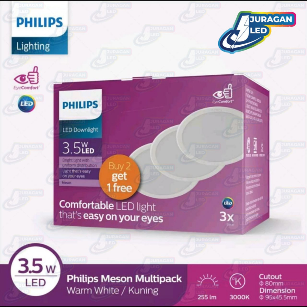 Jual Philips Downlight LED Meson Multipack 080 3 5W 6500K Putih Paket