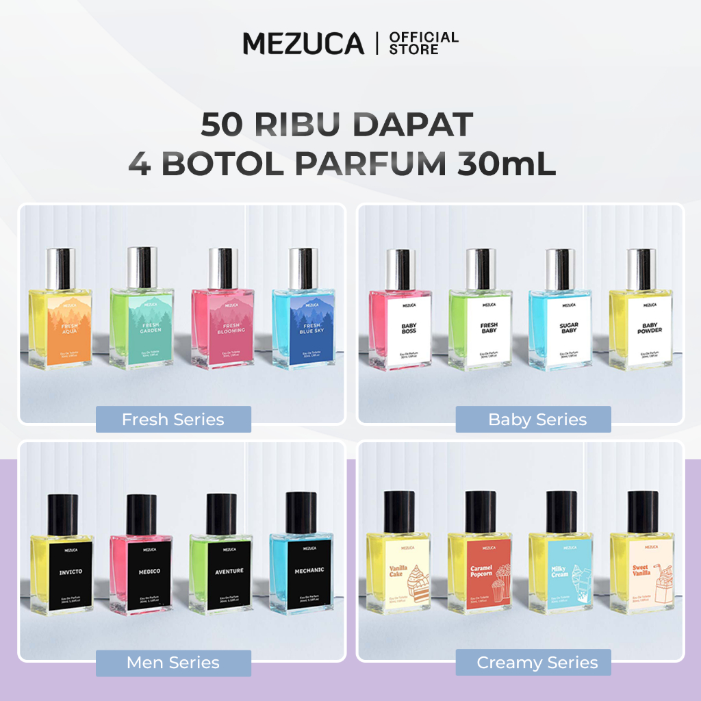 Jual Dapat 4 Botol Parfum Mezuca BPOM Unisex Perfume FREE BOX Shopee