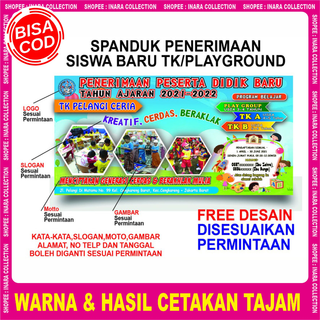 Jual Spanduk Penerimaan Pelepasan Siswa Tk Paud Playgrop Spanduk