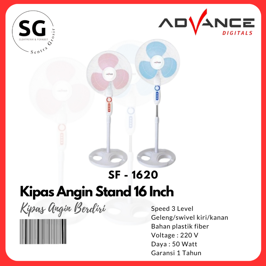 Jual Advance Kipas Angin Berdiri SF 1620 16 Inch Stand Fan Kipas