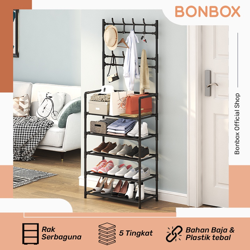 Jual RAK SEPATU BONBOX BFS704 Rak Serbaguna 3 In 1 Rak Sepatu 5 Susun