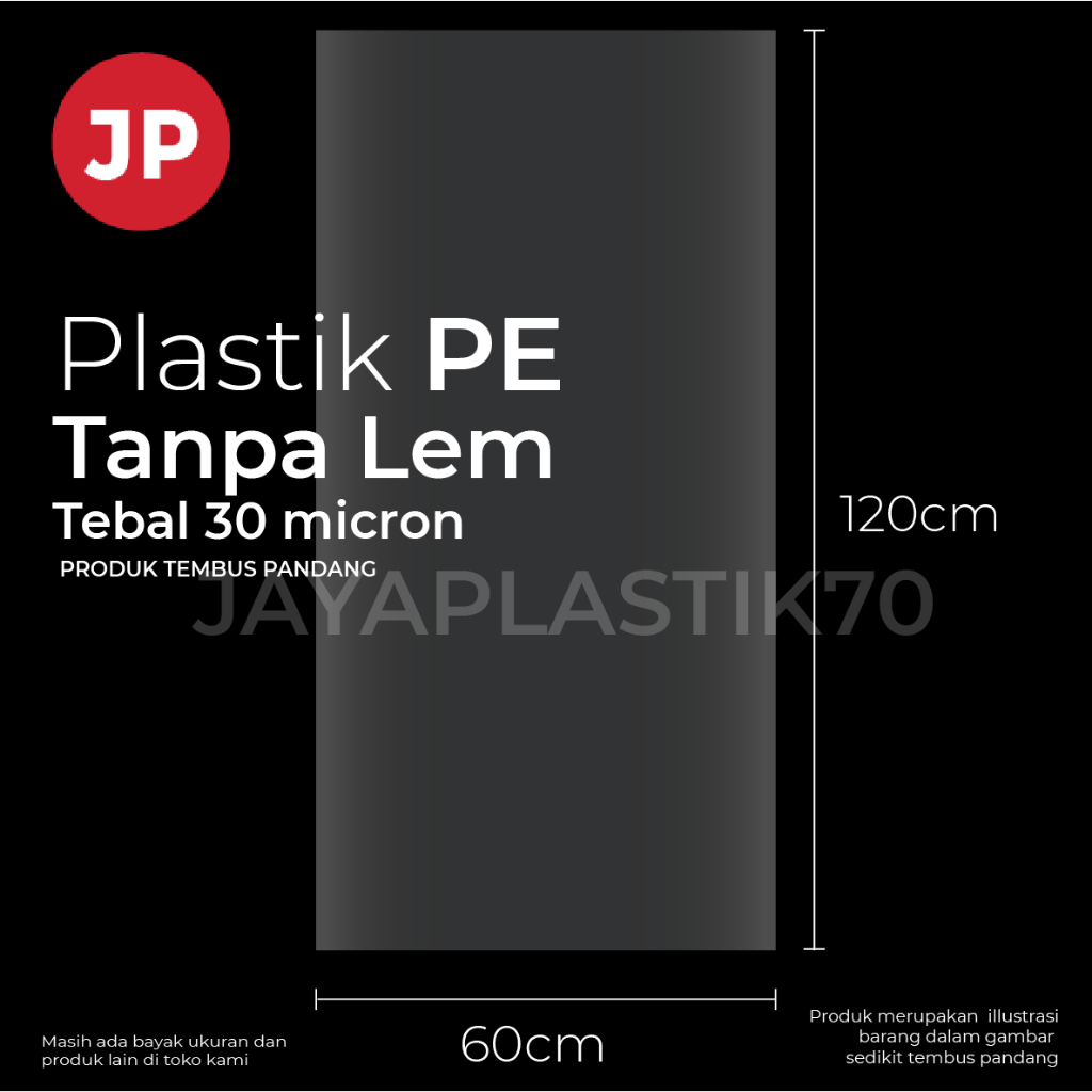 Jual Plastik PE Bening Transparan Uk 60x120cm Tebal 30 Micron Plastik