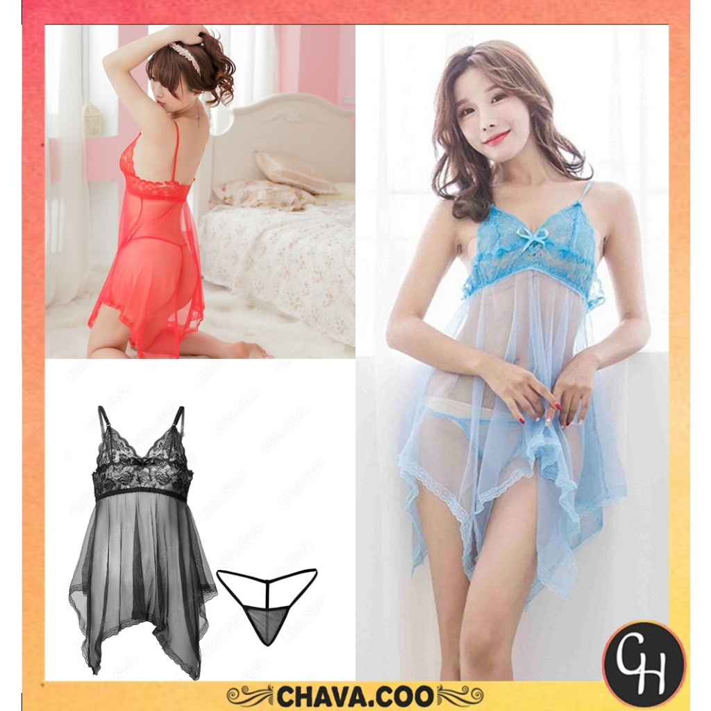 Jual Chava Bt Pakaian Lingerie Sexy V Neck Model Renda Serat Mesh