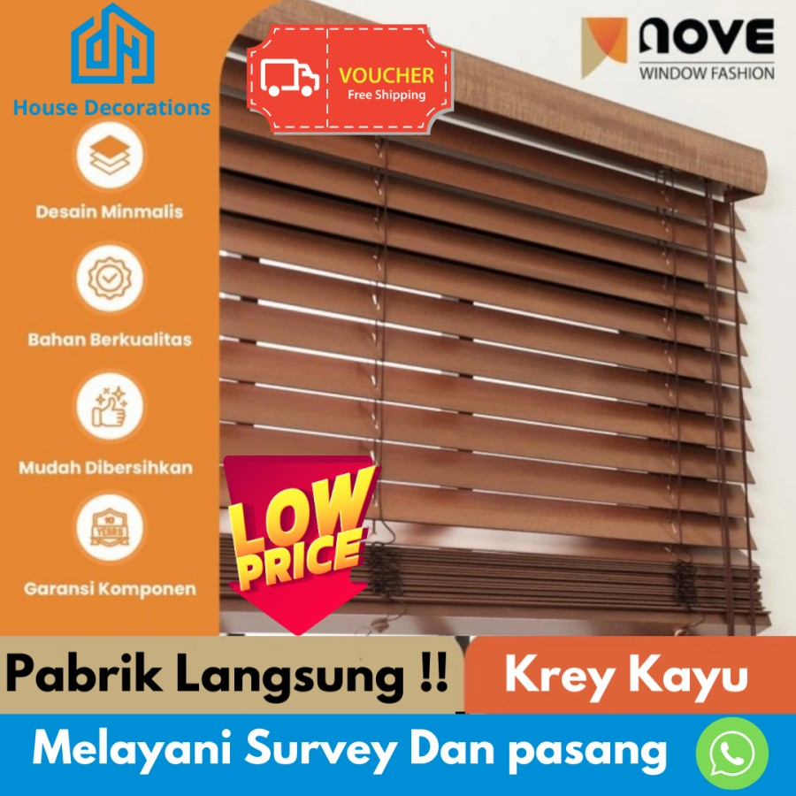 Jual Venetian Blind Krey Kayu Horizontal Blind Wooden Blind