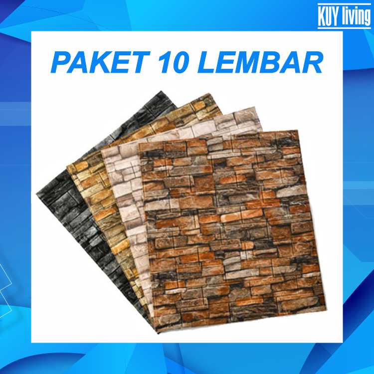 Jual Paket Lembar Wallpaper Dinding Foam D Motif Batu Alam Stiker