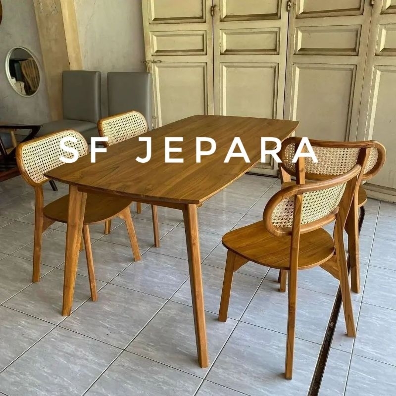 Jual Meja Makan Set Kursi Meja Kayu Jati Solid Jepara Shopee