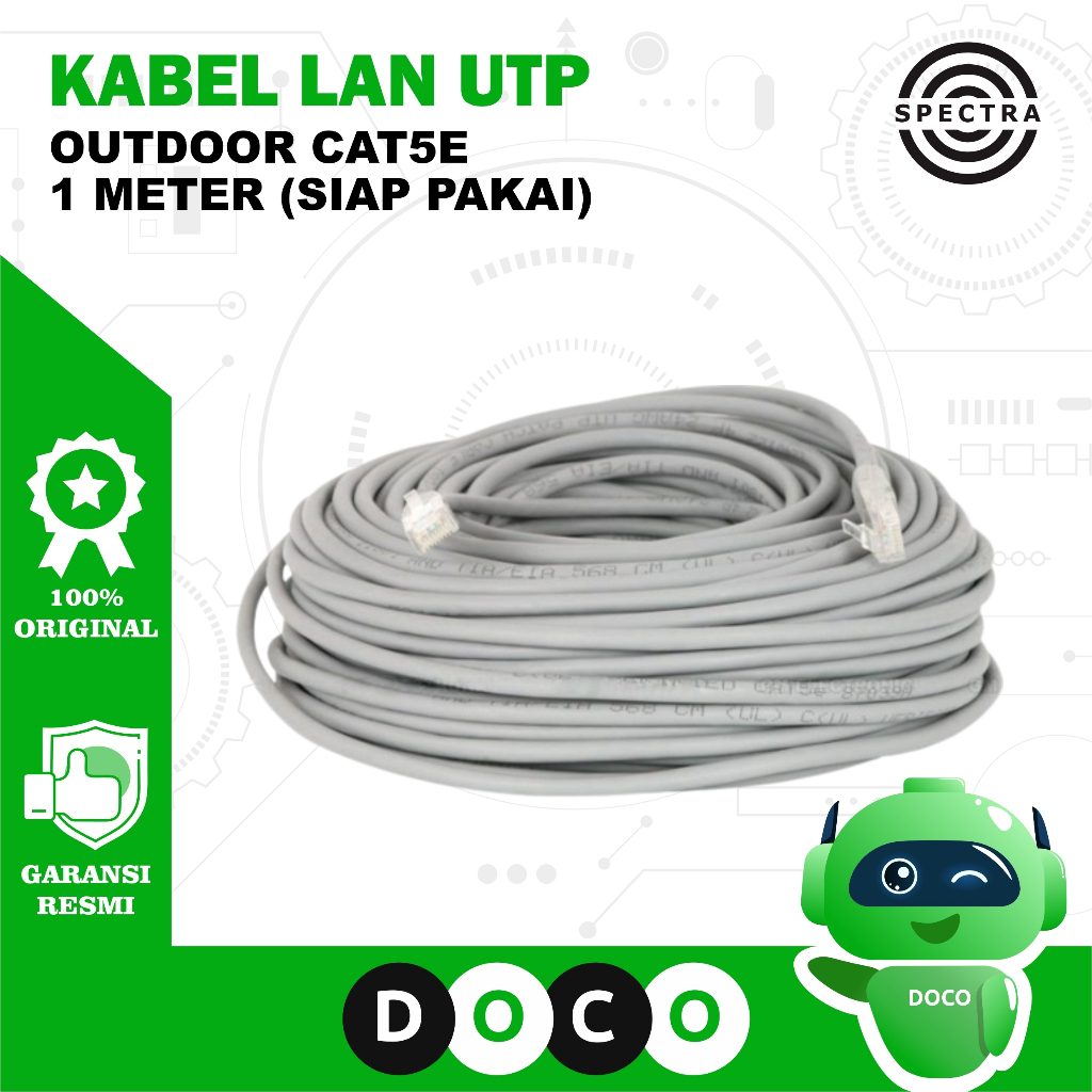 Jual Spectra Kabel LAN RJ45 UTP Siap Pakai Indoor CAT5E GROSIR Meteran