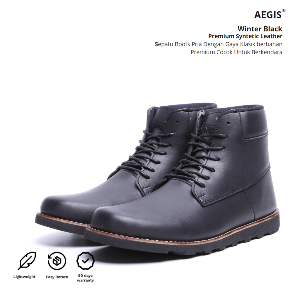 Jual Big Size Aegis Winter Black Sepatu Boots Pria Original