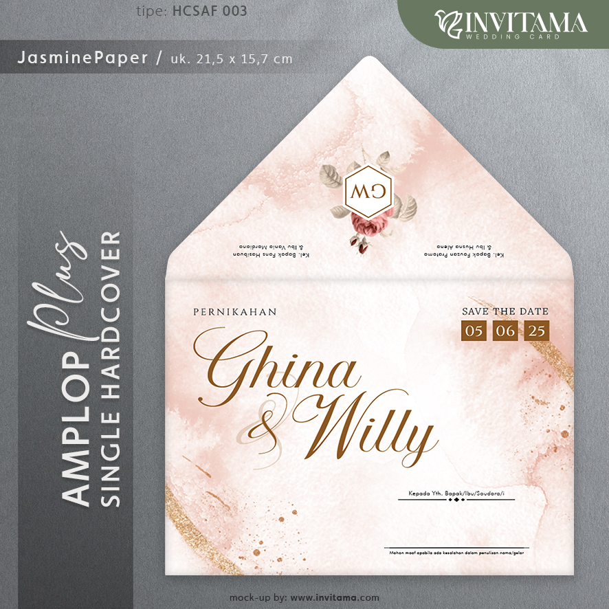 Jual Undangan Pernikahan Amplop Single Hardcover Jasmine Paper Tebal