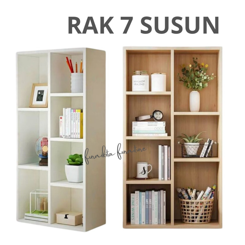 Jual Rak Buku Susun Rak Mainan Serbaguna White Cream Lemari Serbaguna