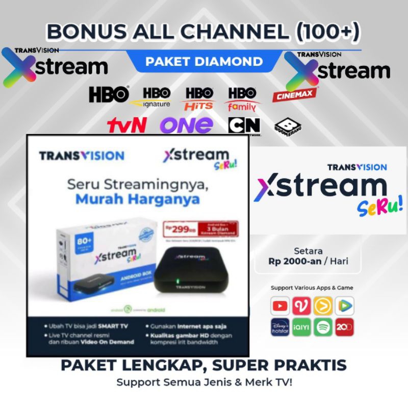 Jual Paket Transvision Xstream Seru Tv Box Stb Android Paket Gold