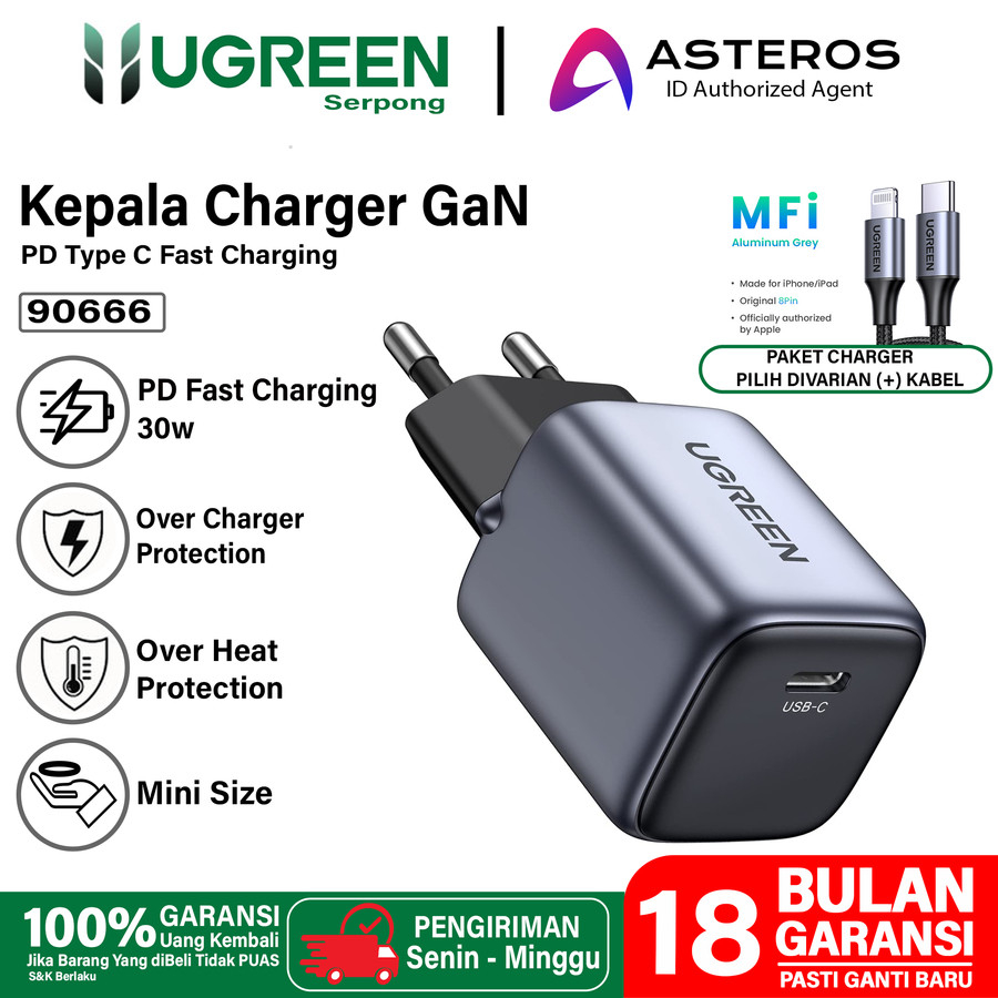 Jual Ugreen Kepala Charger Adaptor Nexode Gan W W Type C Pd Qc Fast