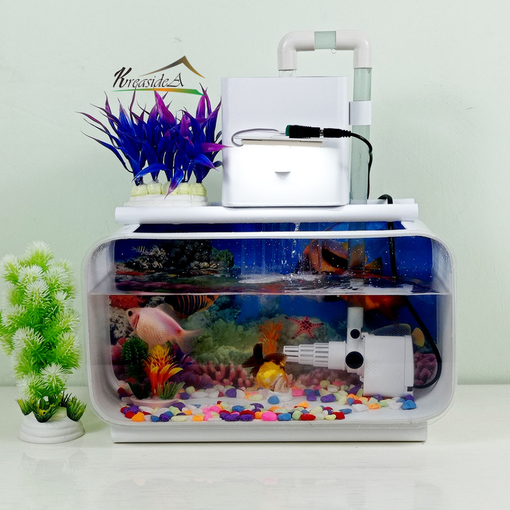 Jual Aquarium Mini Akrilik Ukuran Besar Model Minimalis Fullset Dengan