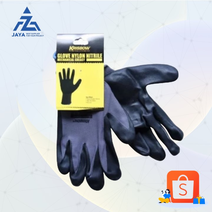 Jual Sarung Tangan Nilon Krisbow Nylon Nitrile Glove Mechanical Per