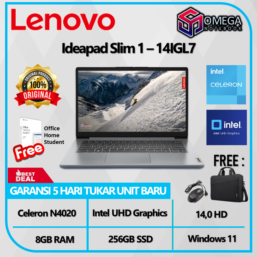 Jual Lenovo Ideapad Slim 1 14IGL7 N4020 8GB 512GB UHD 14 0 Windows 11