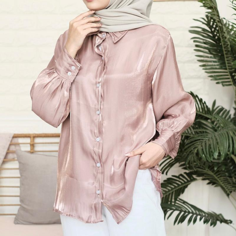 Jual FEEZA SHIMMER SHIRT SHIMMER TOP Basic Atasan Baju Elegan Korean