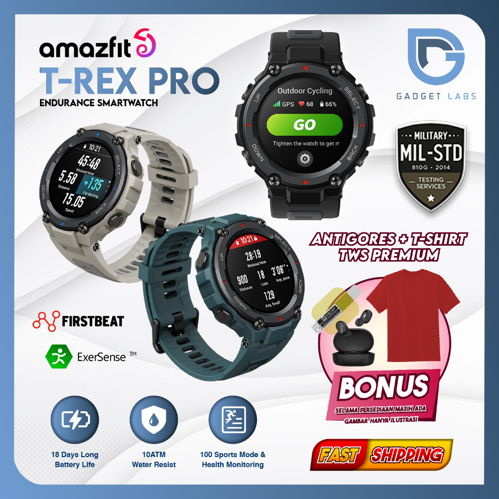 Jual Amazfit T Rex Pro Smartwatch Military Grade SpO2 GPS Garansi Resmi