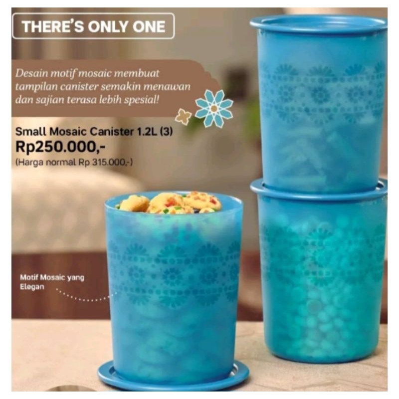 Jual Small Mosaic Mozaic Canister 1 2 Liter 3pcs Tupperware Toples