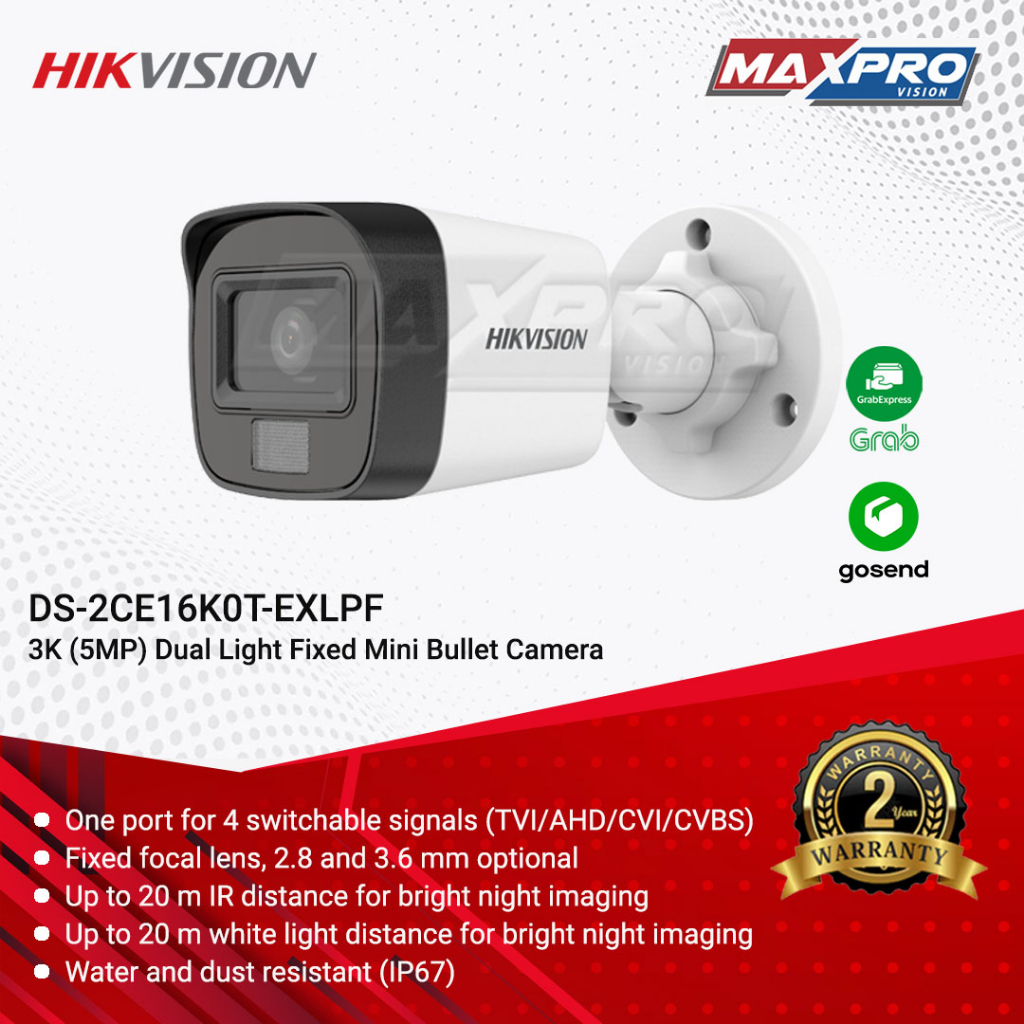 Jual DS 2CE16K0T EXLPF HIKVISION TURBO HD 5MP DUAL LIGHT FIXED BULLET