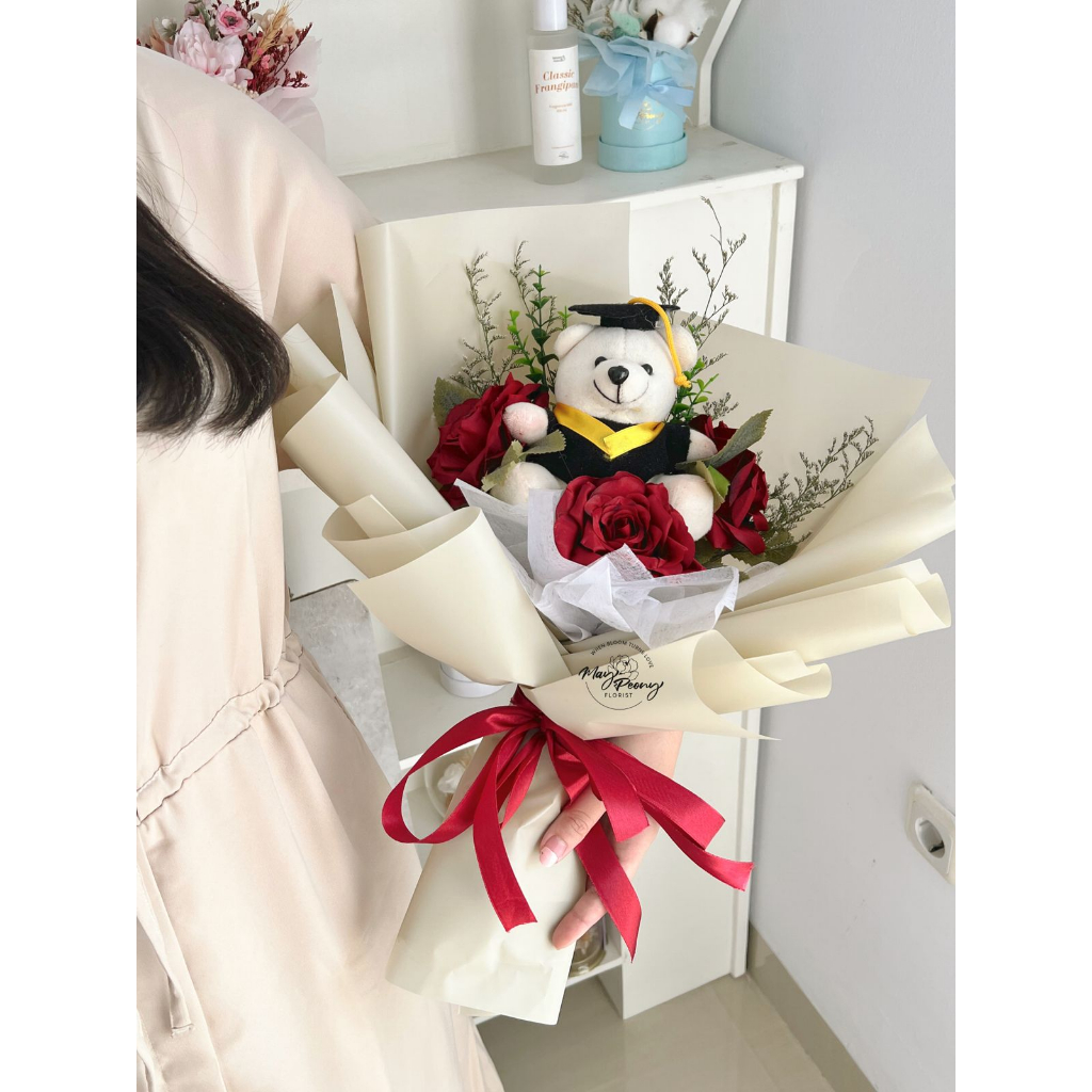 Jual Kiyomi Teddy Bouquet Buket Bunga Artificial Bucket Wisuda Buket